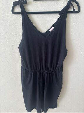 Black Tie-Shoulder V-Neck Romper